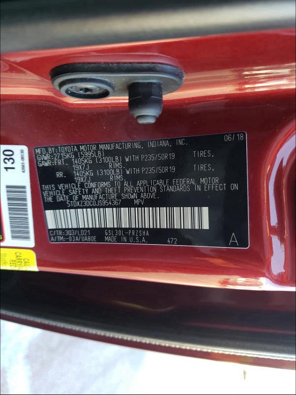 2018 TOYOTA SIENNA SE 5TDXZ3DC0JS954367
