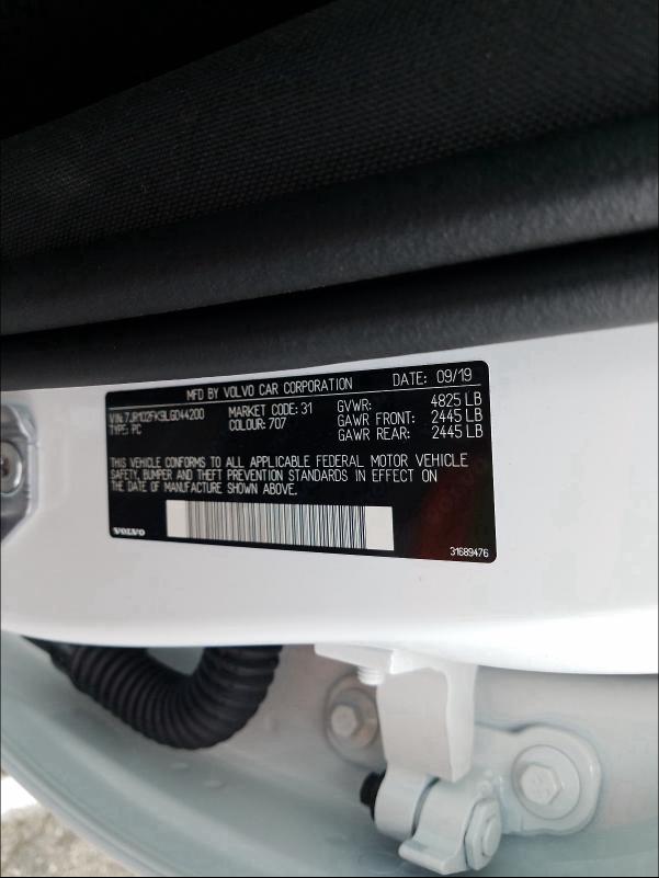 2020 VOLVO S60 T5 MOM 7JR102FK9LG044200