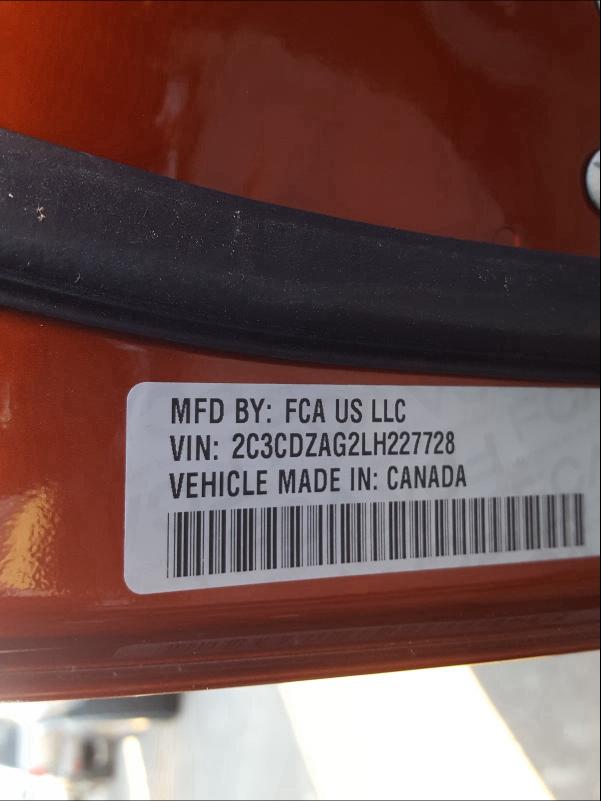 2020 DODGE CHALLENGER 2C3CDZAG2LH227728