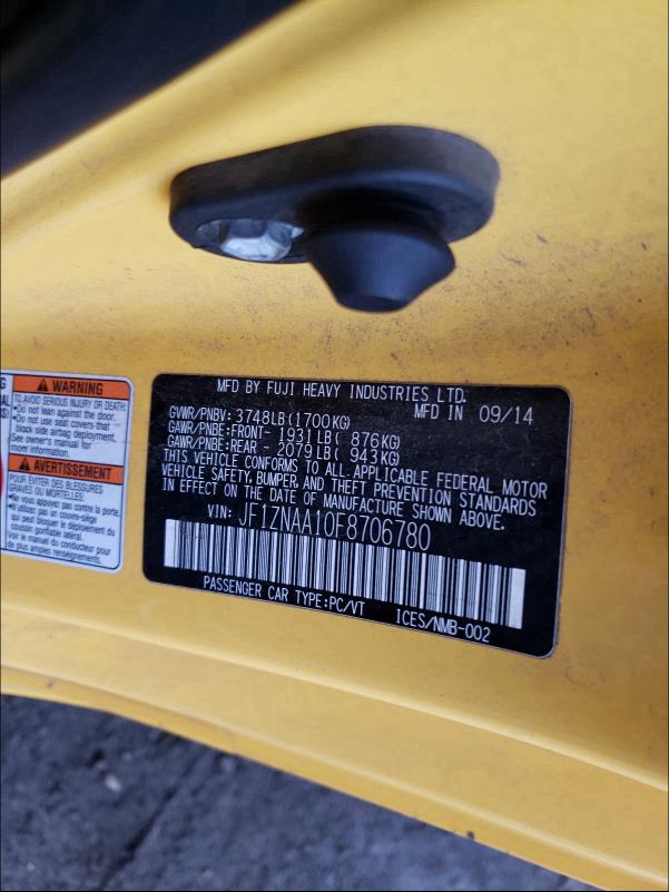 2015 TOYOTA SCION FR-S JF1ZNAA10F8706780