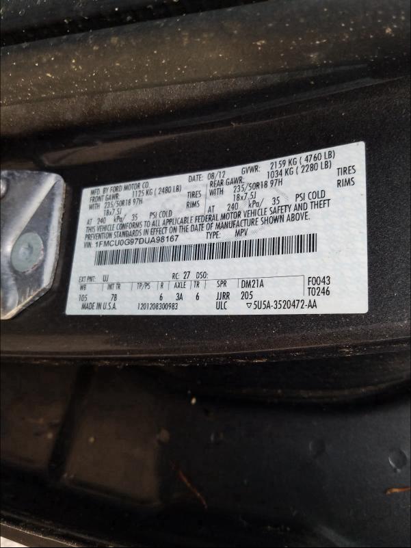 2013 FORD ESCAPE 1FMCU0G97DUA98167