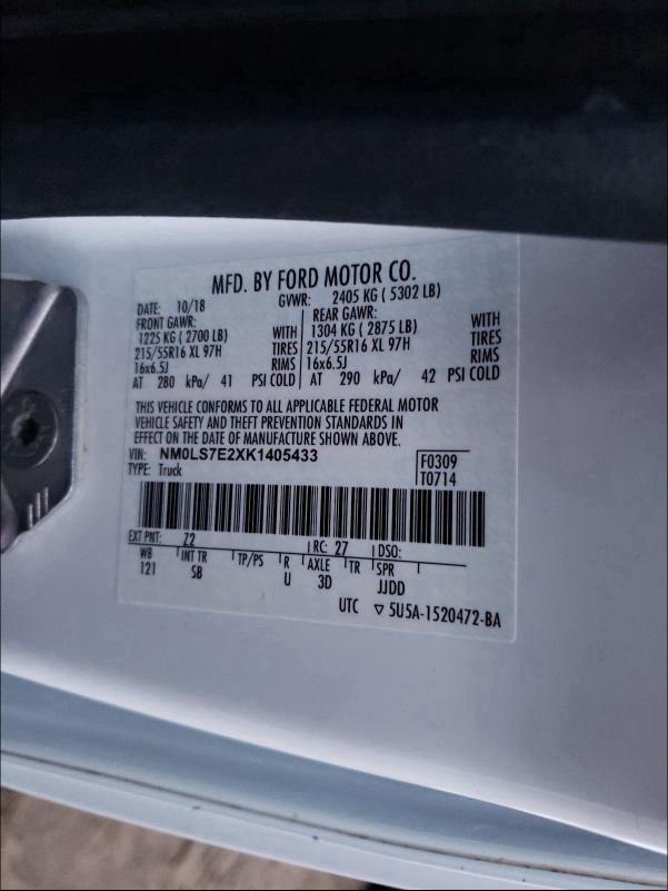 2019 FORD TRANSIT CO NM0LS7E2XK1405433