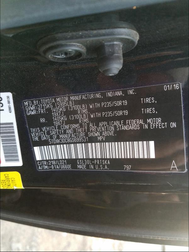 2016 TOYOTA SIENNA SE 5TDXK3DC8GS699531