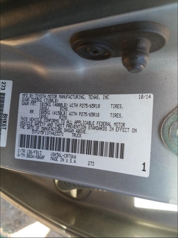 2015 TOYOTA TUNDRA DOU 5TFUY5F11FX423371