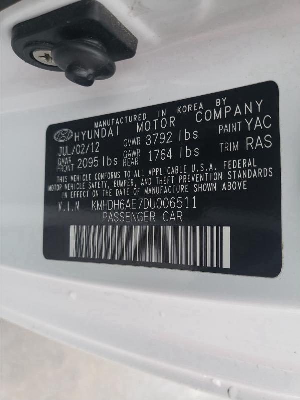 2013 HYUNDAI ELANTRA CO KMHDH6AE7DU006511