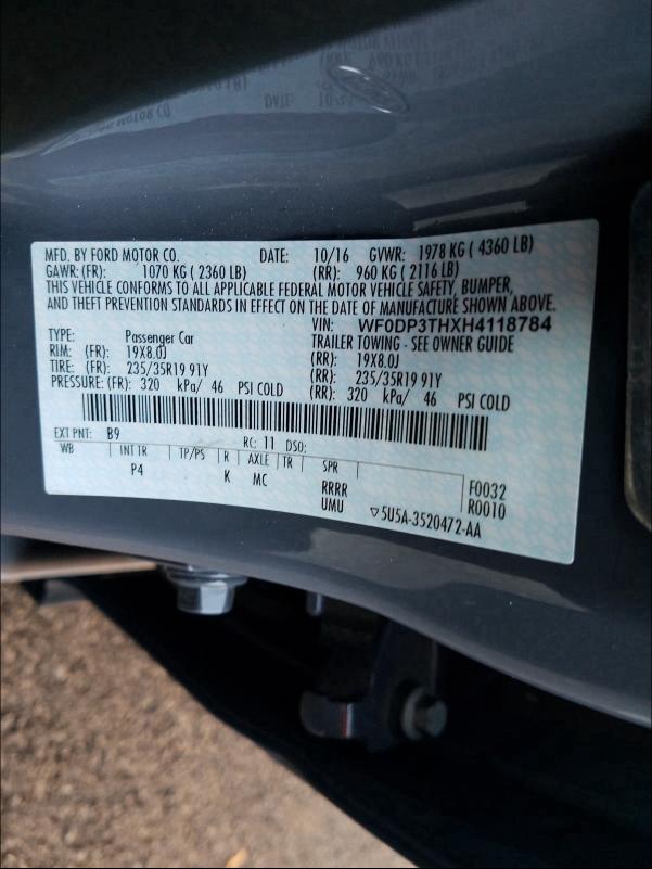 2017 FORD FOCUS RS WF0DP3THXH4118784