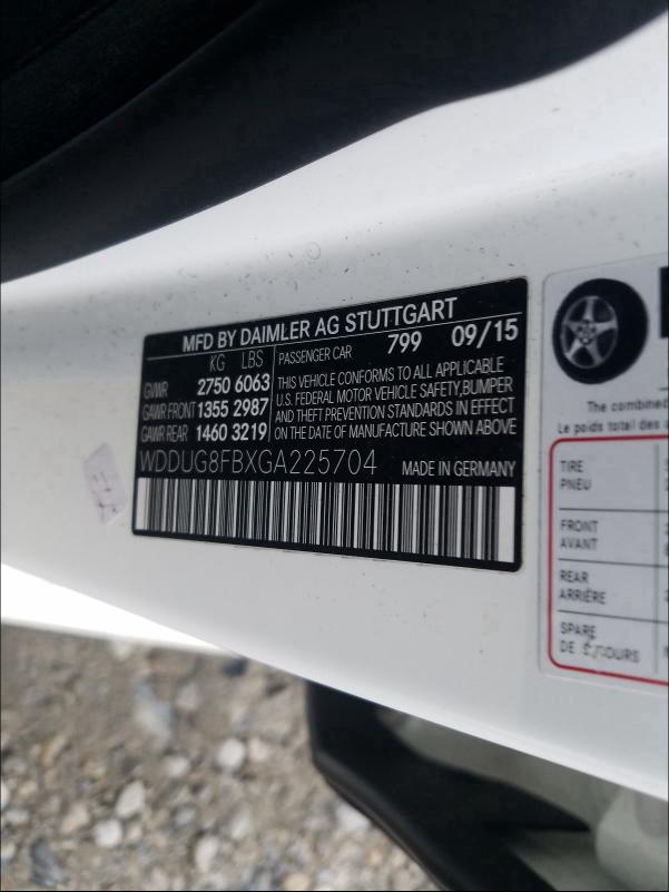 2016 MERCEDES-BENZ S550 WDDUG8FBXGA225704