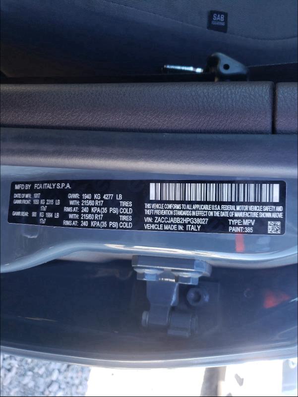2017 JEEP RENEGADE L ZACCJABB2HPG38027