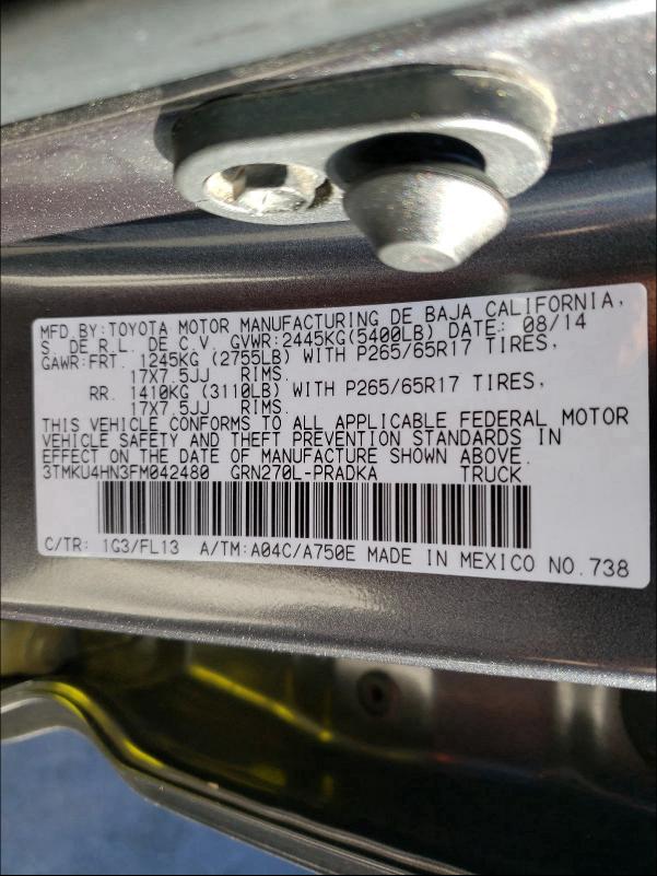 2015 TOYOTA TACOMA DOU 3TMKU4HN3FM042480