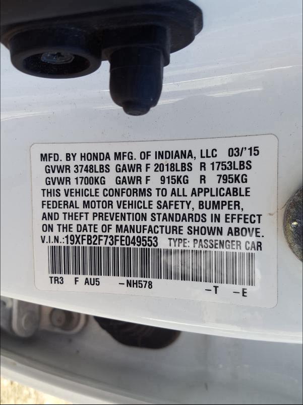 2015 HONDA CIVIC SE 19XFB2F73FE049553
