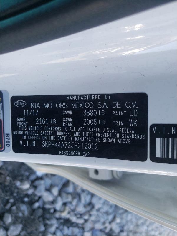 2018 KIA FORTE LX 3KPFK4A72JE212012
