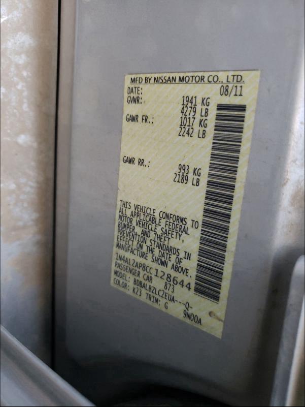 2012 NISSAN ALTIMA 25S 1N4AL2AP8CC128644