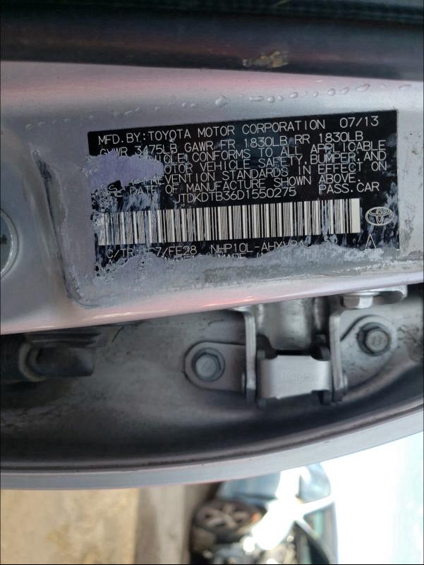 2013 TOYOTA PRIUS C JTDKDTB36D1550275