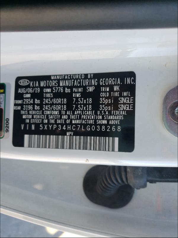 2020 KIA TELLURIDE 5XYP34HC7LG038268