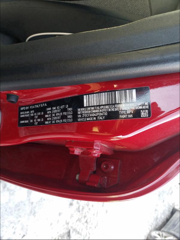 2018 FIAT 500X POP ZFBCFXAB4JP684700