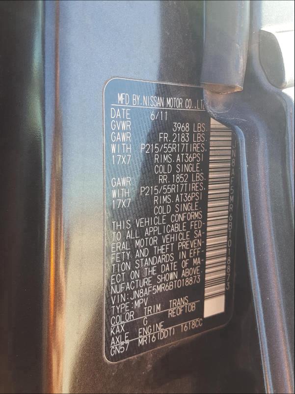 2011 NISSAN JUKE S JN8AF5MR6BT018873