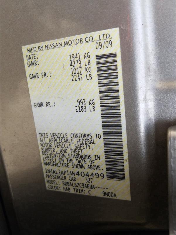 2010 NISSAN ALTIMA BAS 1N4AL2AP1AN404499