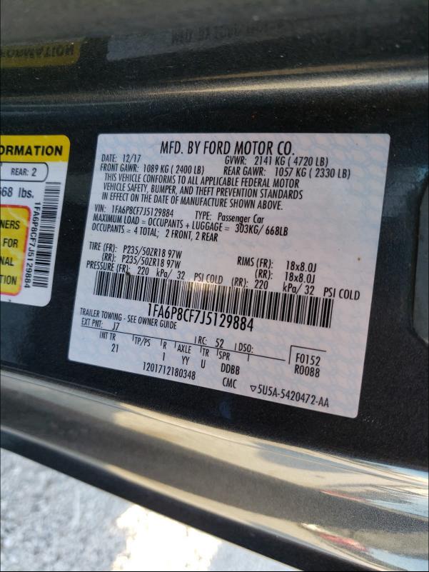 2018 FORD MUSTANG GT 1FA6P8CF7J5129884