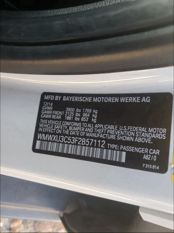 2015 MINI COOPER S WMWXU3C53F2B57112