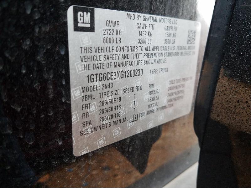 2016 GMC CANYON SLE 1GTG6CE3XG1200230