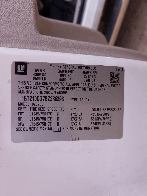 2011 GMC SIERRA C25 1GT210CG7BZ286393