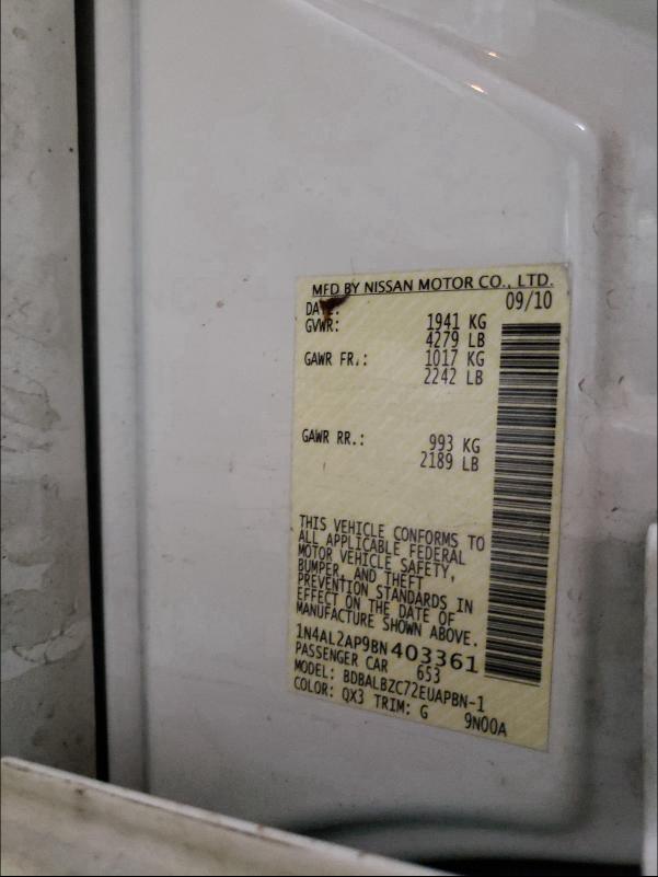 2011 NISSAN ALTIMA BAS 1N4AL2AP9BN403361