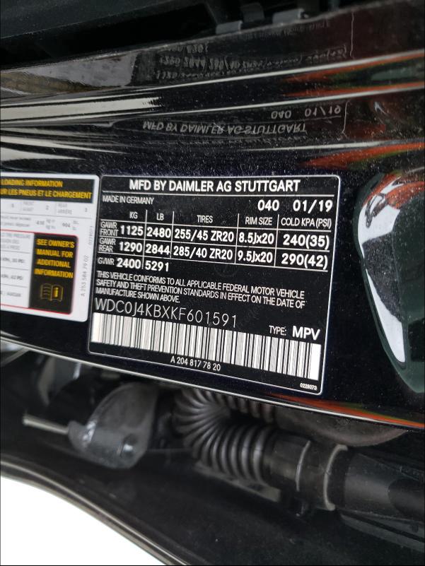 2019 MERCEDES-BENZ GLC COUPE WDC0J4KBXKF601591