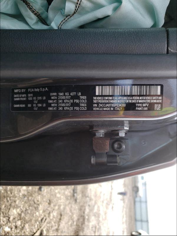 2016 JEEP RENEGADE L ZACCJABT8GPE34260