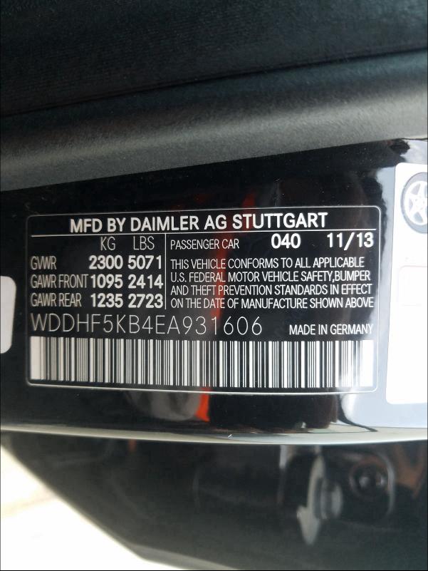 2014 MERCEDES-BENZ E 350 WDDHF5KB4EA931606