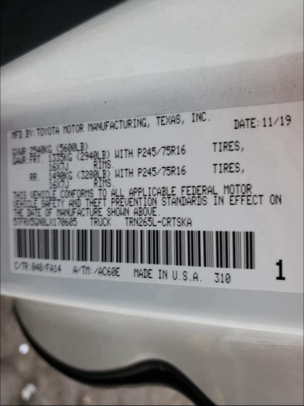 2020 TOYOTA TACOMA ACC - 5TFRX5GN8LX170605