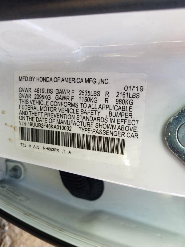 2019 ACURA TLX TECHNO 19UUB2F46KA010032