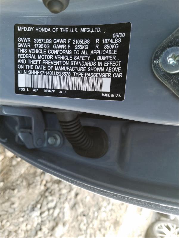 2020 HONDA CIVIC SPOR SHHFK7H40LU223678
