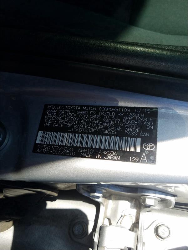 2015 TOYOTA PRIUS C JTDKDTB33F1104085