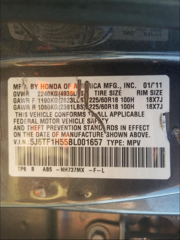 2011 HONDA ACCORD CRO 5J6TF1H55BL001657