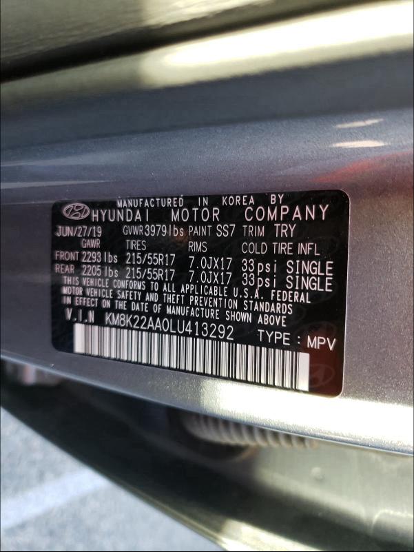 2020 HYUNDAI KONA SEL KM8K22AA0LU413292