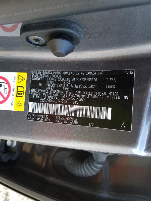 2019 LEXUS RX 350 BAS - 2T2BZMCA6KC174203
