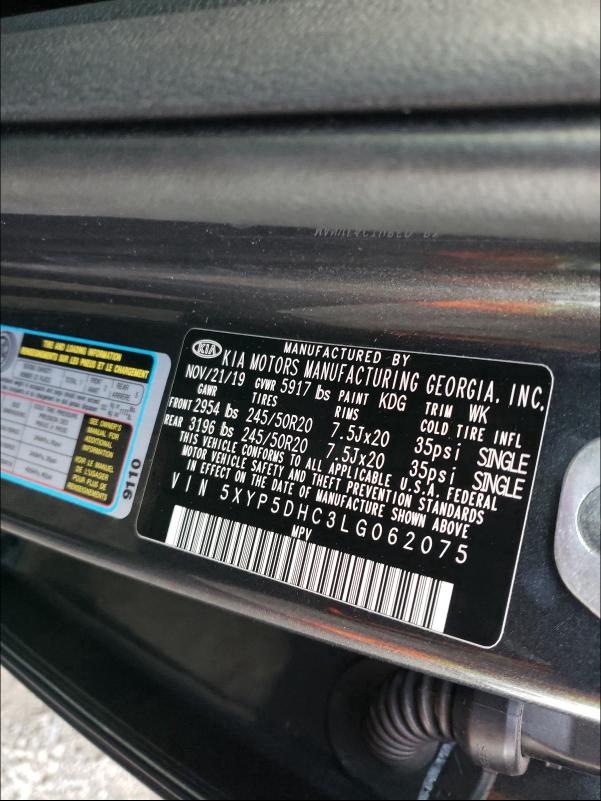 2020 KIA TELLURIDE 5XYP5DHC3LG062075