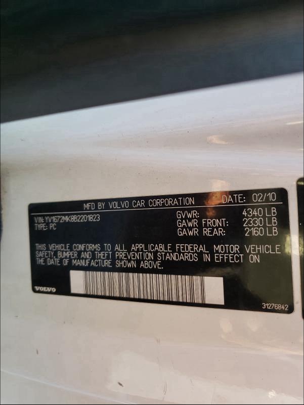 2011 VOLVO C30 T5 YV1672MK8B2201823