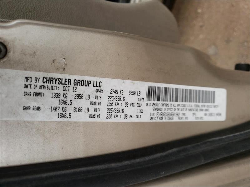 2013 DODGE GRAND CARA 2C4RDGCG0DR581962