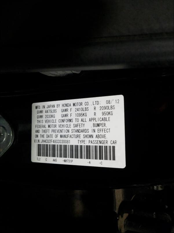 2012 ACURA TSX JH4CU2F48CC030081