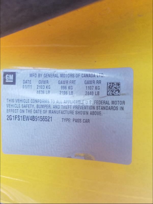 2011 CHEVROLET CAMARO SS 2G1FS1EW4B9156521