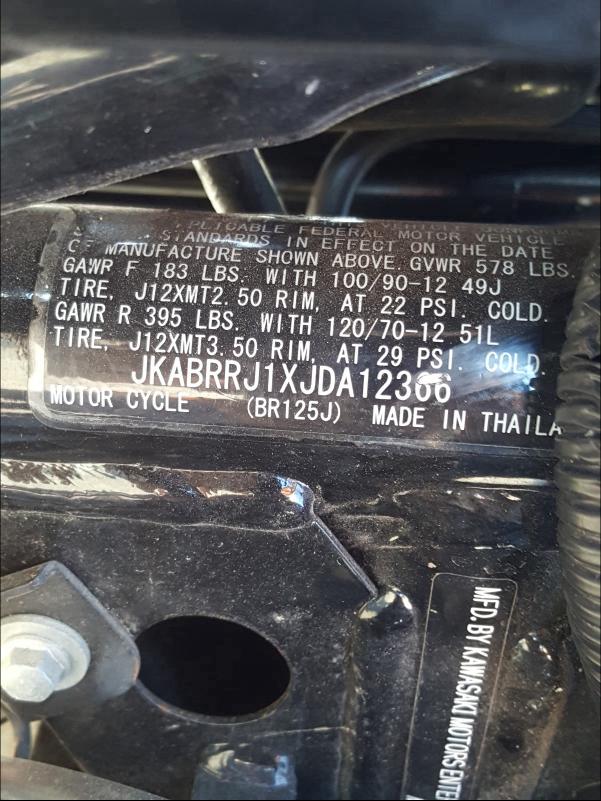 2018 KAWASAKI BR125 J JKABRRJ1XJDA12366