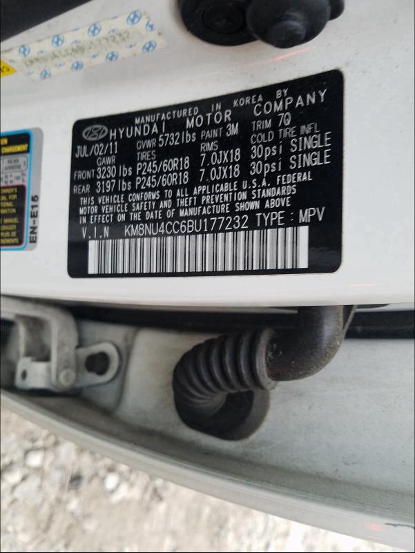 2011 HYUNDAI VERACRUZ G KM8NU4CC6BU177232