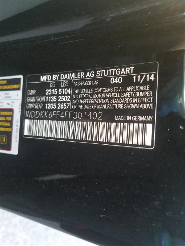 2015 MERCEDES-BENZ E 400 WDDKK6FF4FF301402