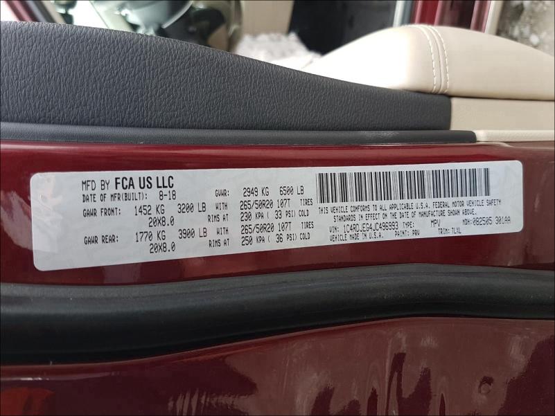 2018 DODGE DURANGO CI 1C4RDJEG4JC496993