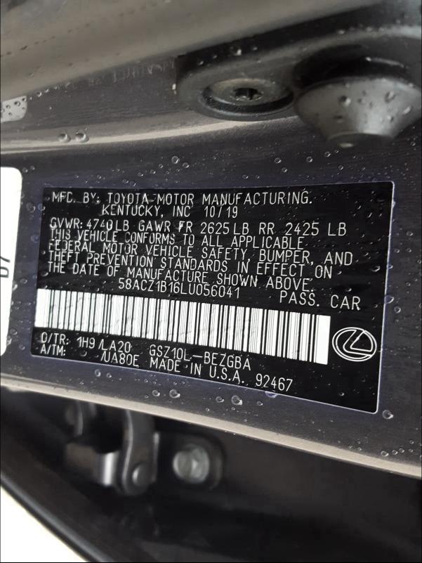 2020 LEXUS ES 350 BAS 58ACZ1B16LU056041