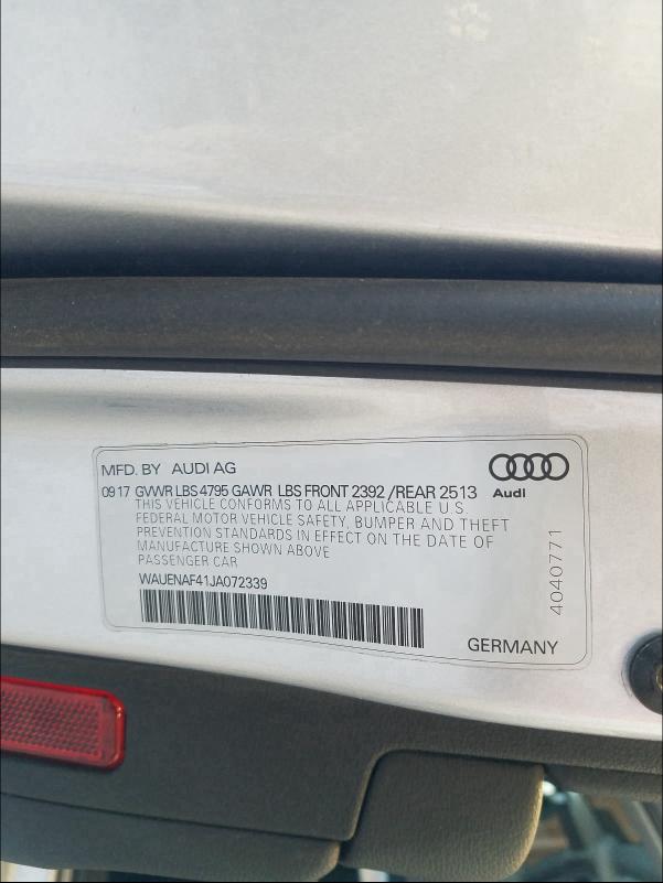 2018 AUDI A4 PREMIUM WAUENAF41JA072339