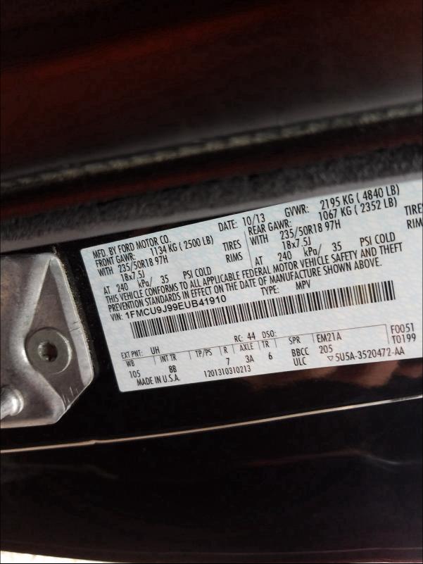2014 FORD ESCAPE 1FMCU9J99EUB41910