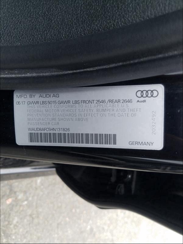 2017 AUDI A6 PREMIUM WAUD8AFC5HN131826