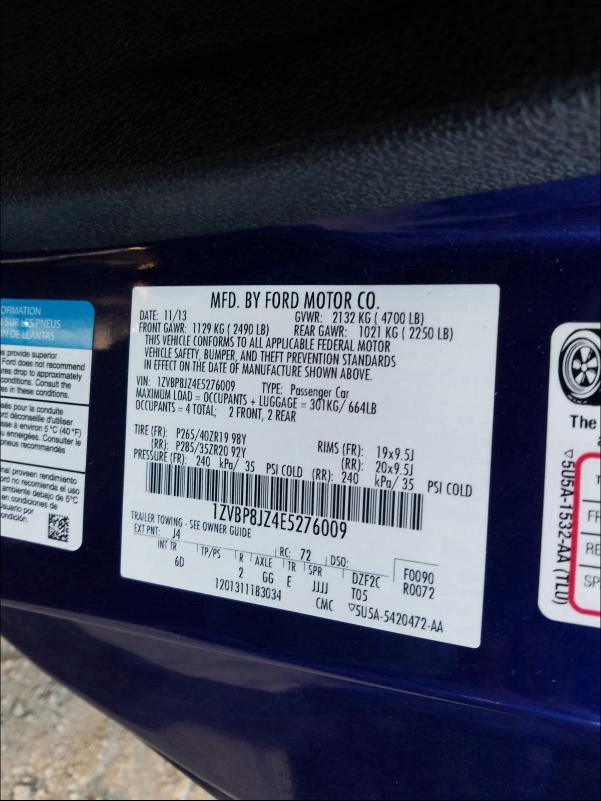 2014 FORD MUSTANG SH 1ZVBP8JZ4E5276009